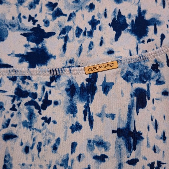 Cleo Harper Tie Dye Blue White XS Athletic Yoga Workout Athleisure Leggings - Picture 3 of 9